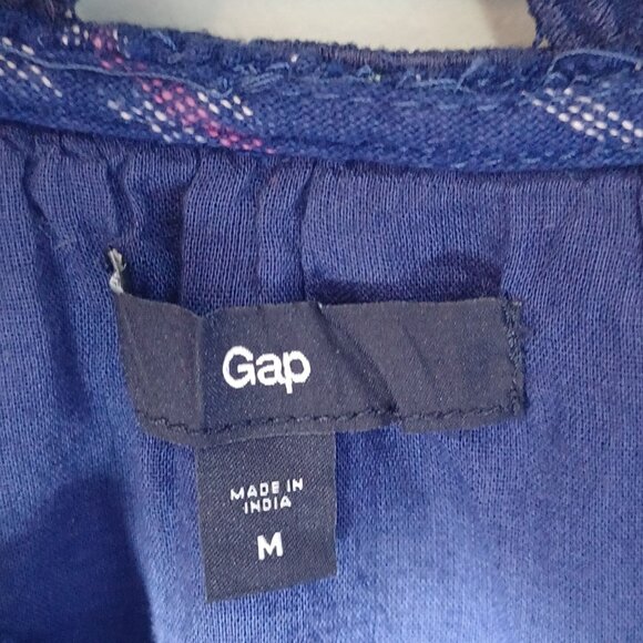 Gap Fit & Flare Dress Womens Medium Blue Chevron Western Sundress Cowgirl - Picture 6 of 9